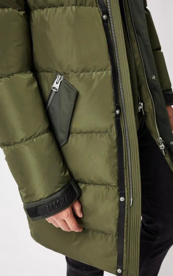 Shearling Jackets Men Mackage REYNOLD Down Coat With Removable Shearling Bib And Hood Army