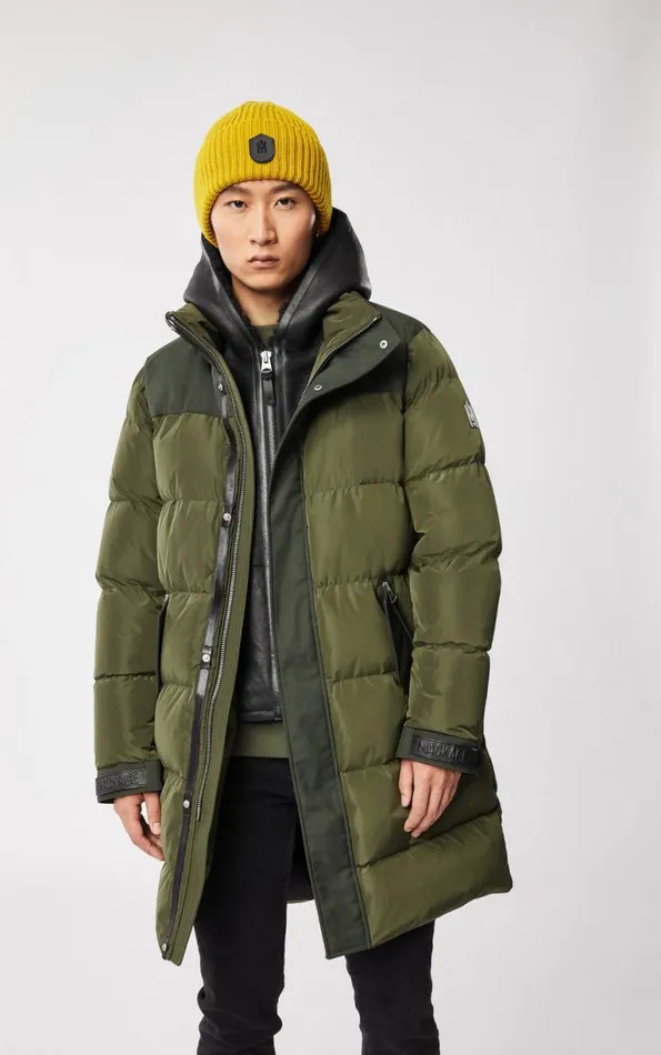 Shearling Jackets Men Mackage REYNOLD Down Coat With Removable Shearling Bib And Hood Army
