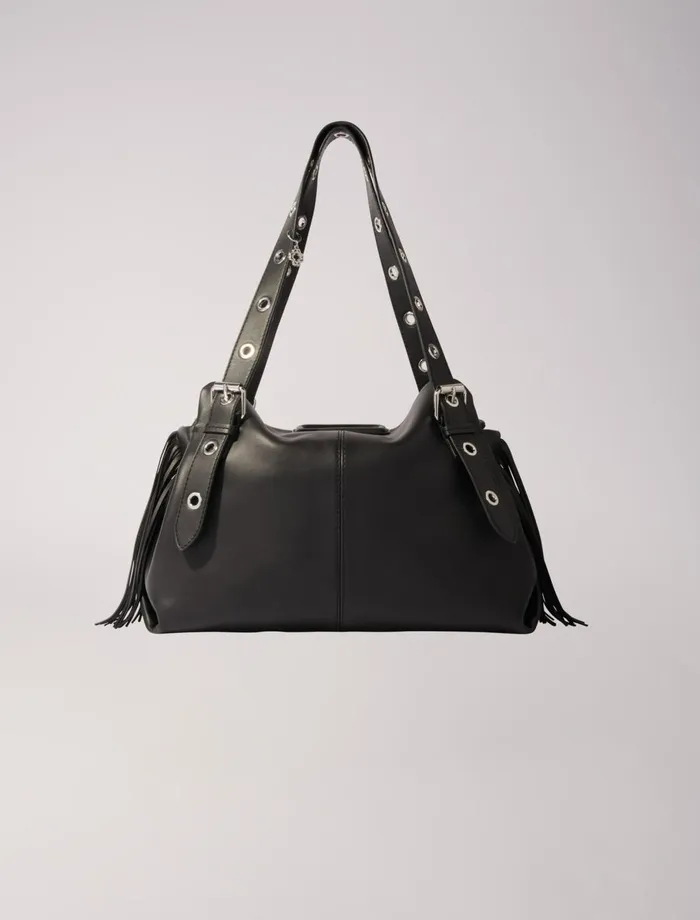 Shoulder Bags Women Maje Plain Leather Miss M Xl Bag Black
