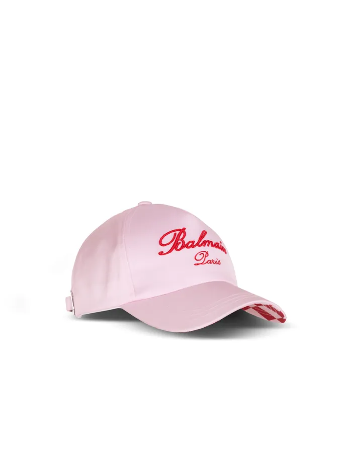 Signature Embroidered Cap Pink Women Balmain Hats And Caps