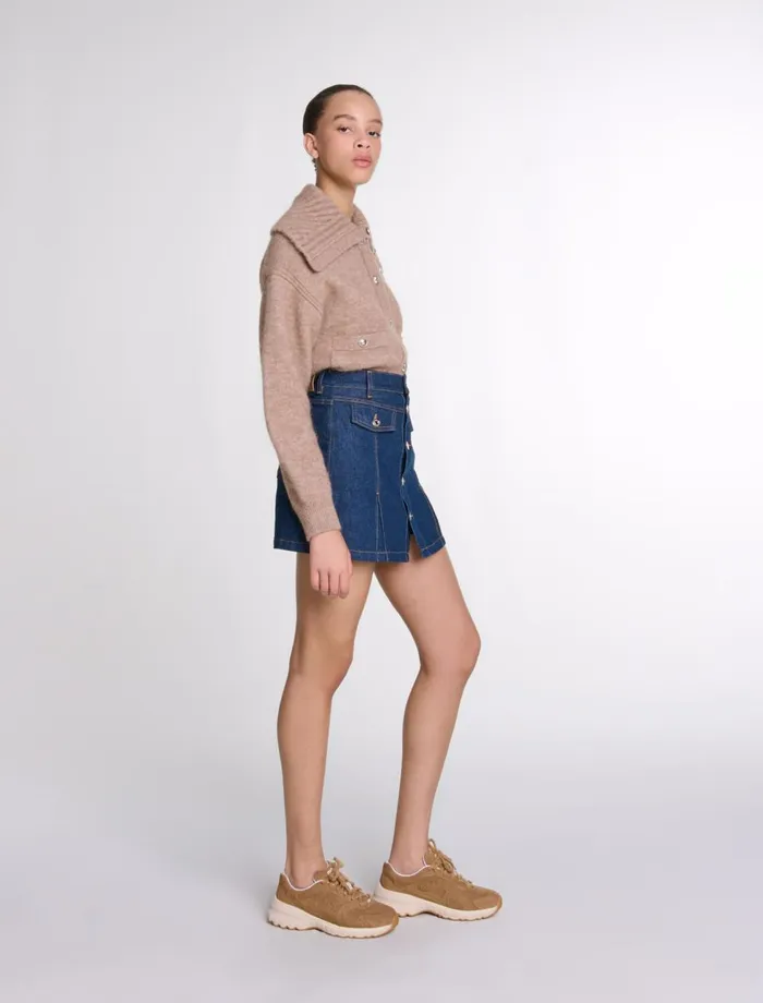 Skirts and Shorts Women Maje Denim Skort Dark Blue