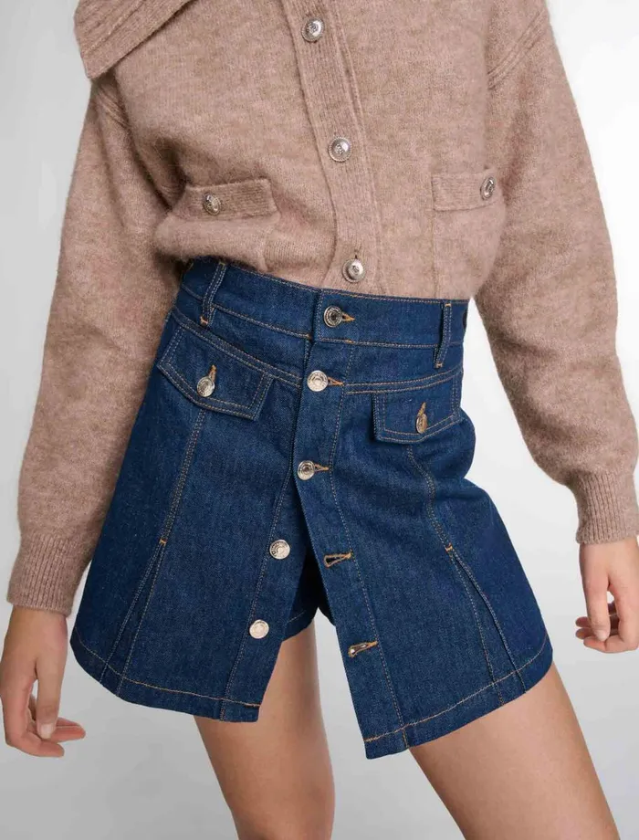 Skirts and Shorts Women Maje Denim Skort Dark Blue