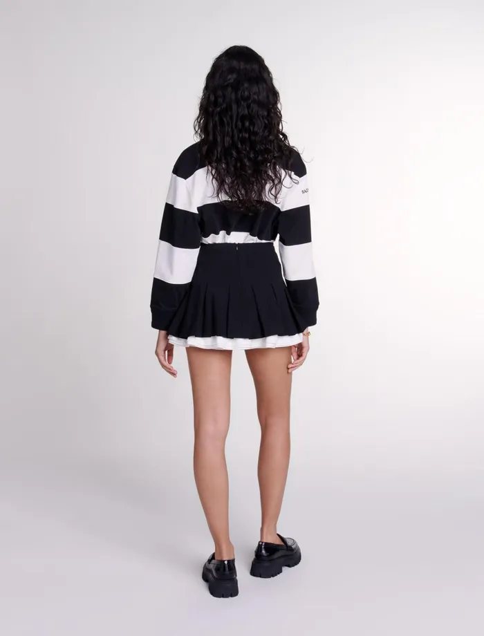 Skirts and Shorts Women Maje DualMaterial Pleated Skort Black