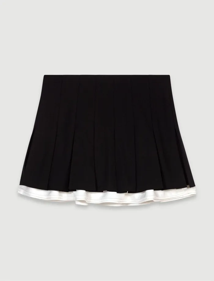 Skirts and Shorts Women Maje DualMaterial Pleated Skort Black