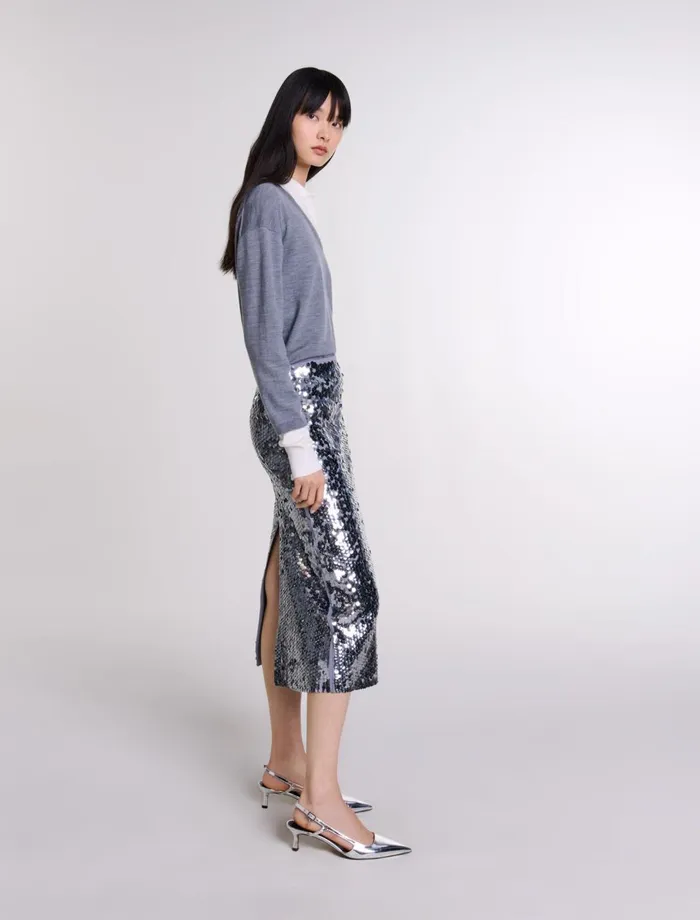 Skirts and Shorts Women Maje Knit Skirt With Sequins Grey