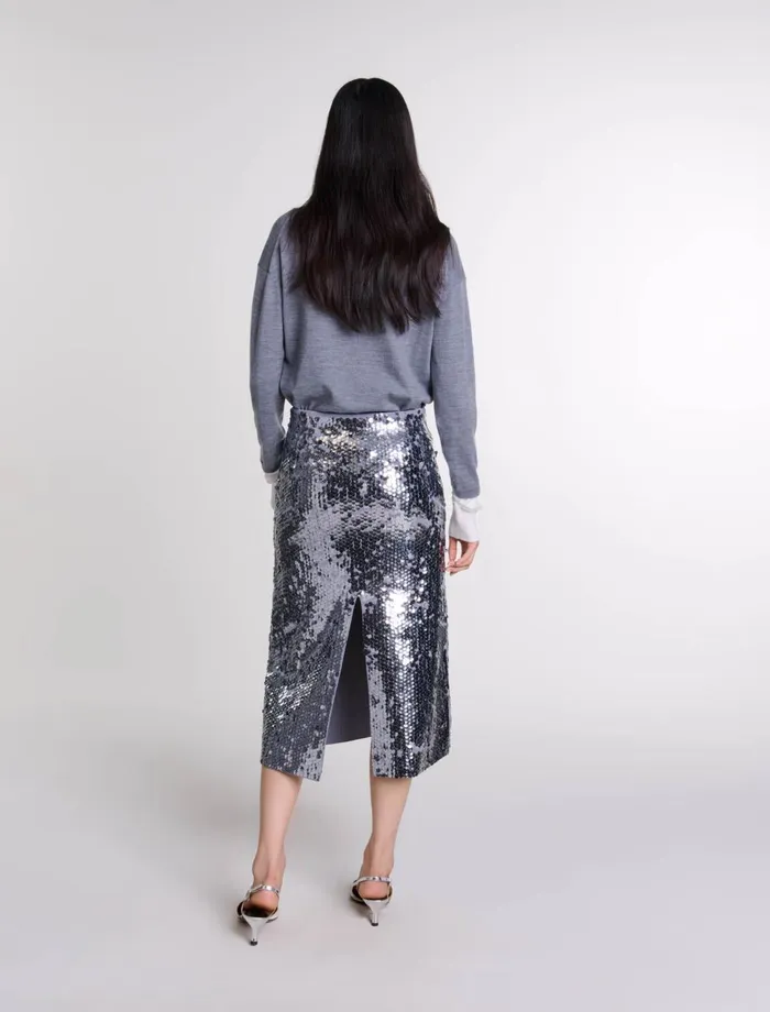 Skirts and Shorts Women Maje Knit Skirt With Sequins Grey