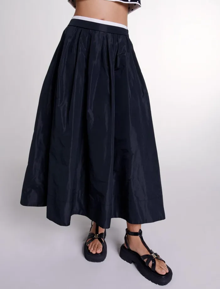 Skirts and Shorts Women Maje Long Skirt With Contrast Waistband Black