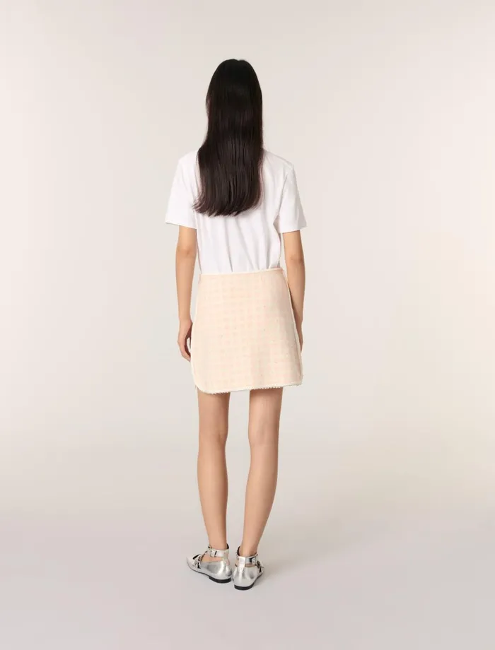 Skirts and Shorts Women Maje Short TweedEffect Knit Skirt Pinkecru