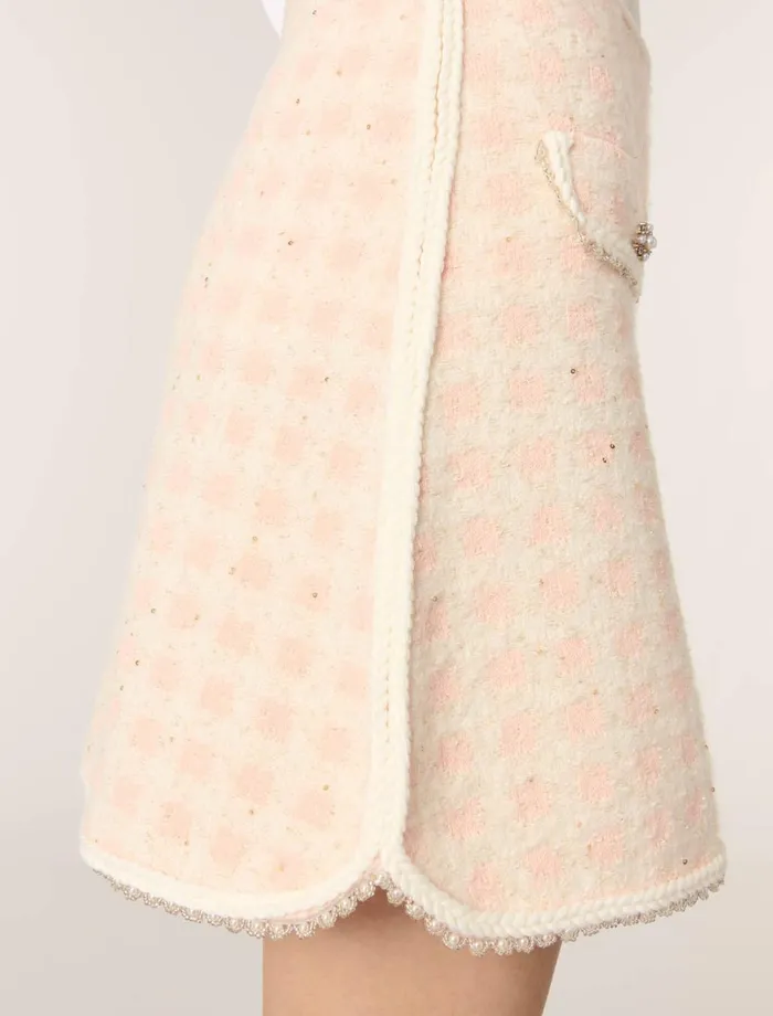 Skirts and Shorts Women Maje Short TweedEffect Knit Skirt Pinkecru