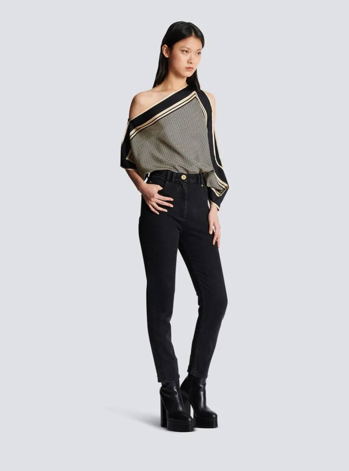 Slimfit Denim Jeans Black Women Balmain Denim