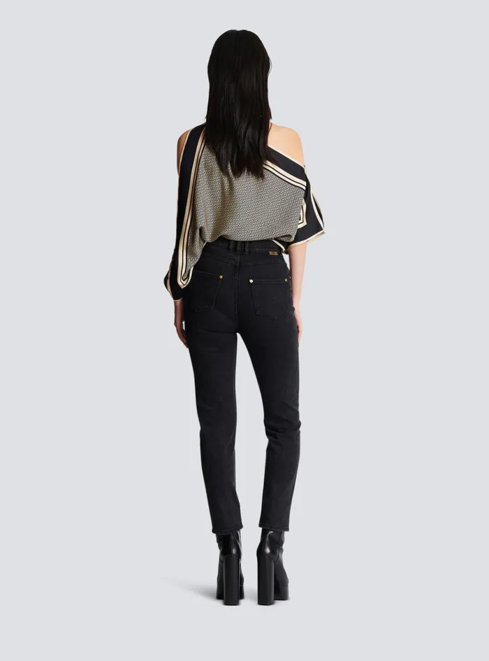 Slimfit Denim Jeans Black Women Balmain Denim