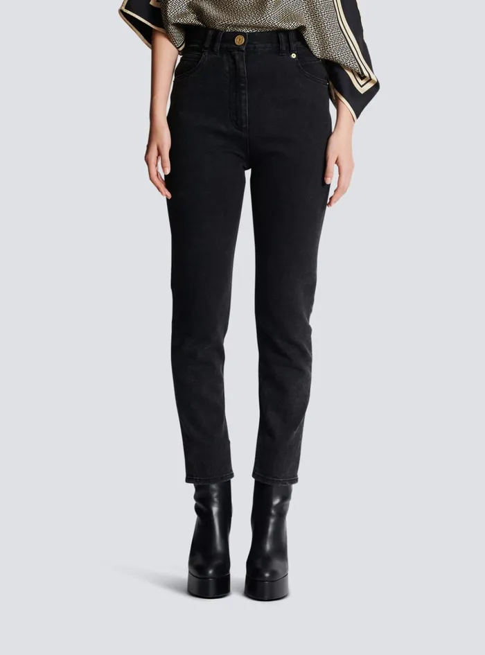 Slimfit Denim Jeans Black Women Balmain Denim