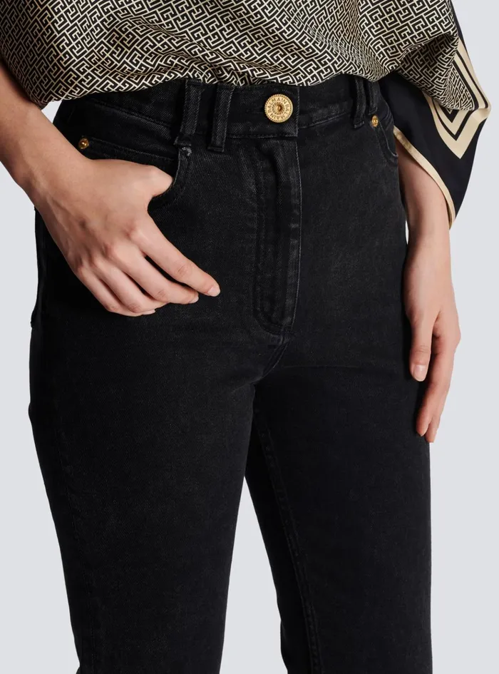 Slimfit Denim Jeans Black Women Balmain Denim
