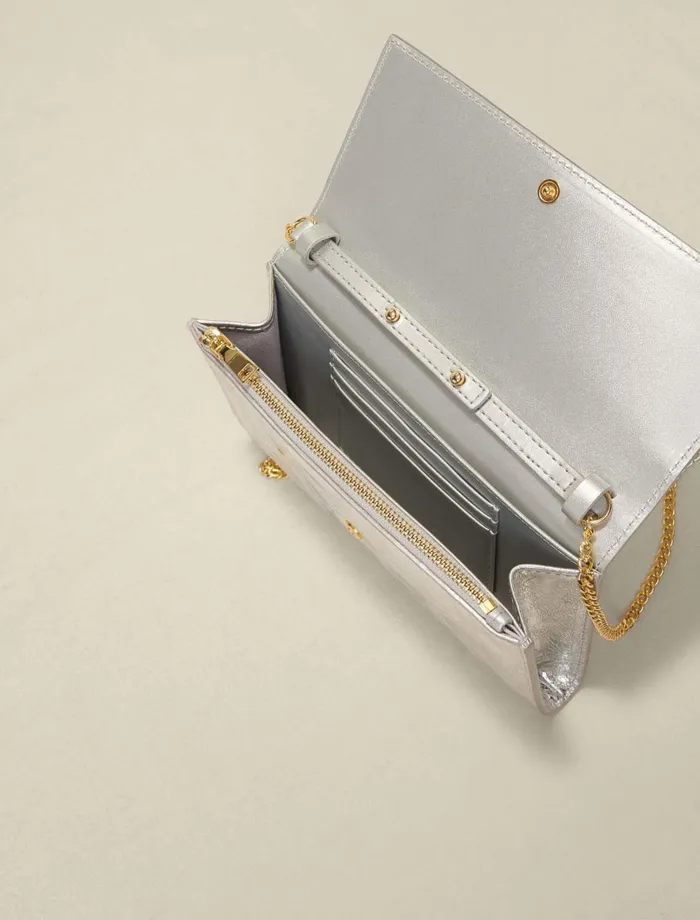 Small Leather Goods Women Maje Metallic Wallet Bag Silvery