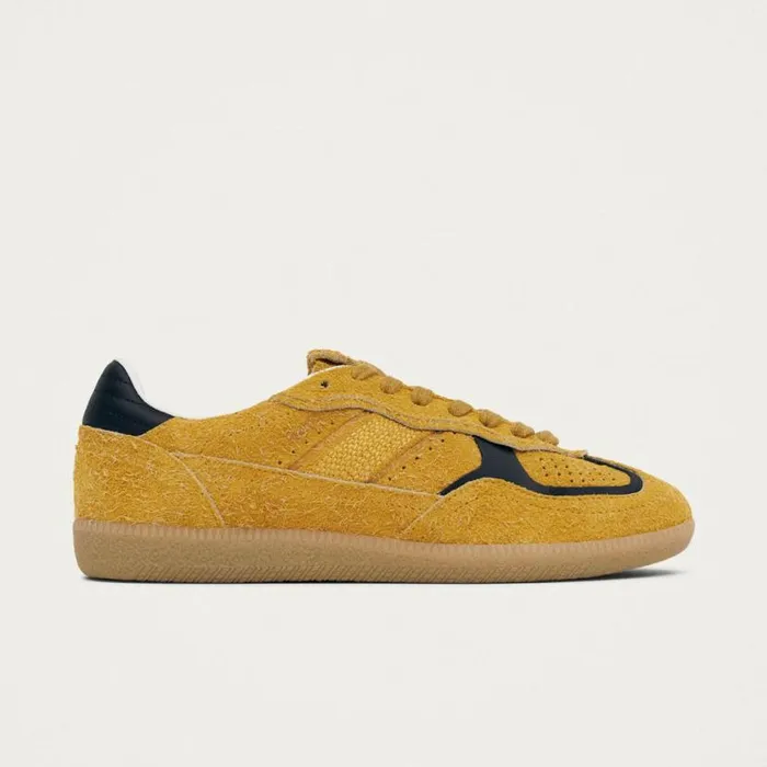 Sneakers WomenMen ALOHAS Tb490 Rife Suede Fuzzy Yellow Leather Sneakers