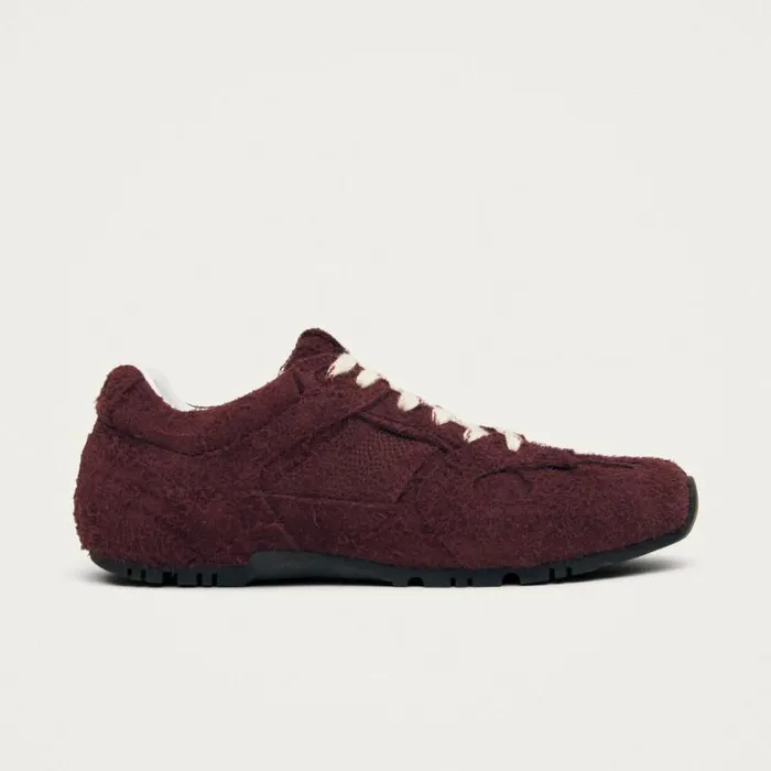 Sneakers WomenMen ALOHAS Tb56 Suede Fuzzy Burgundy