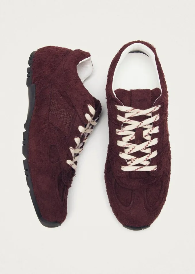 Sneakers WomenMen ALOHAS Tb56 Suede Fuzzy Burgundy