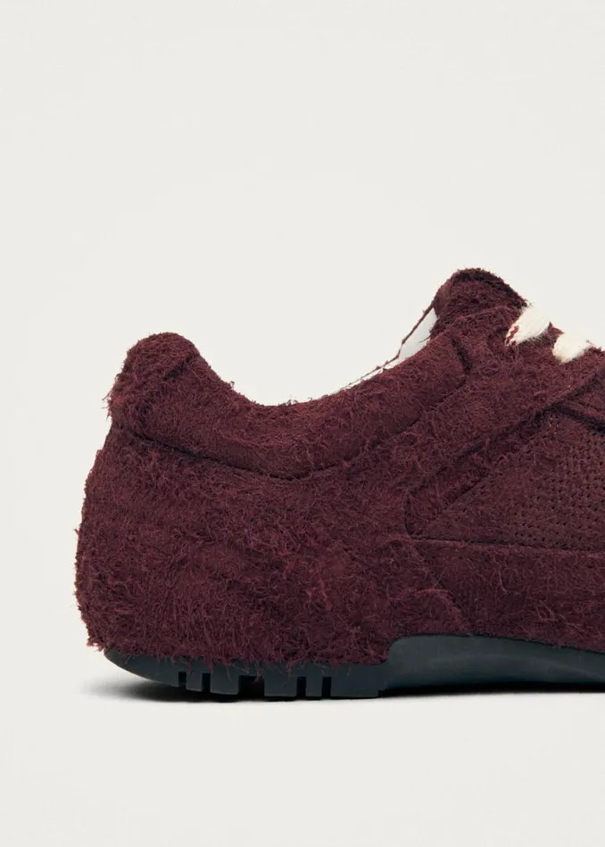 Sneakers WomenMen ALOHAS Tb56 Suede Fuzzy Burgundy