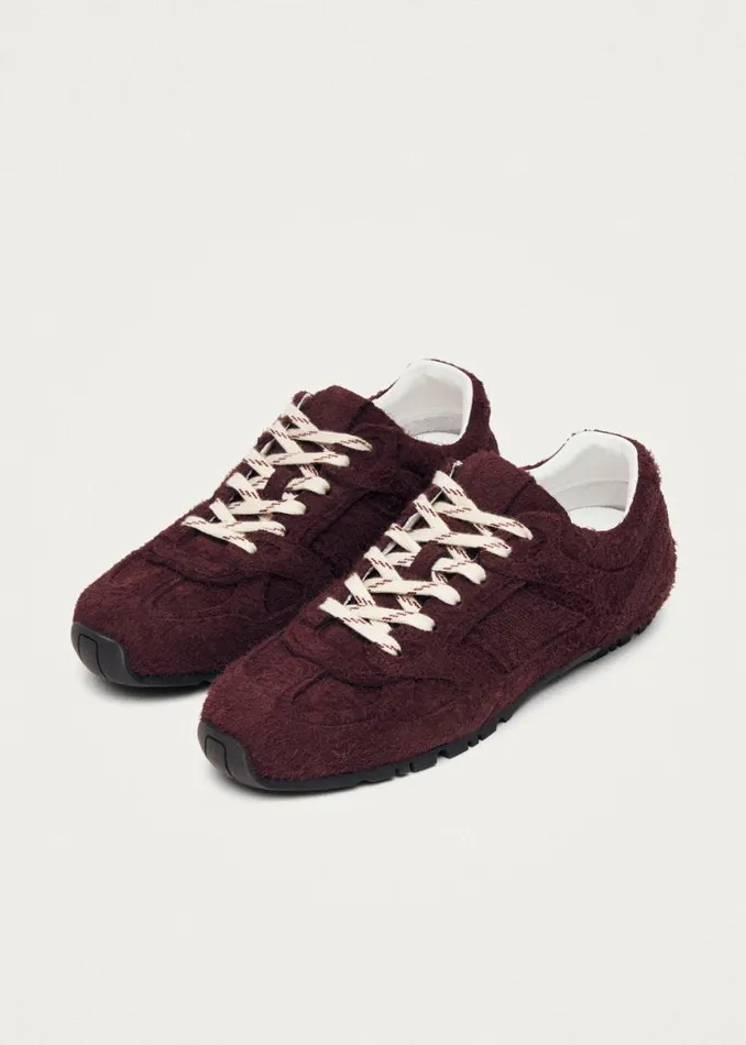 Sneakers WomenMen ALOHAS Tb56 Suede Fuzzy Burgundy