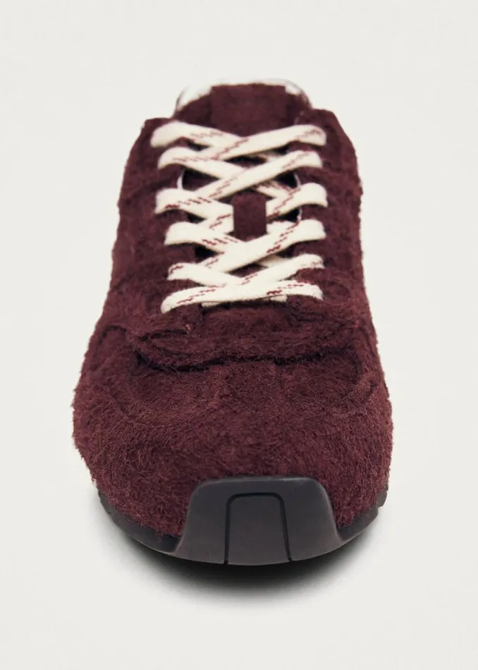 Sneakers WomenMen ALOHAS Tb56 Suede Fuzzy Burgundy