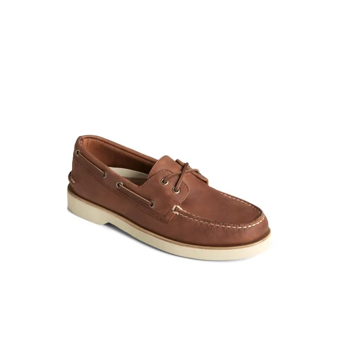 Sperry Authentic Original Double Sole Cross Lace Boat Shoe Dark Beige Men Boat Shoes