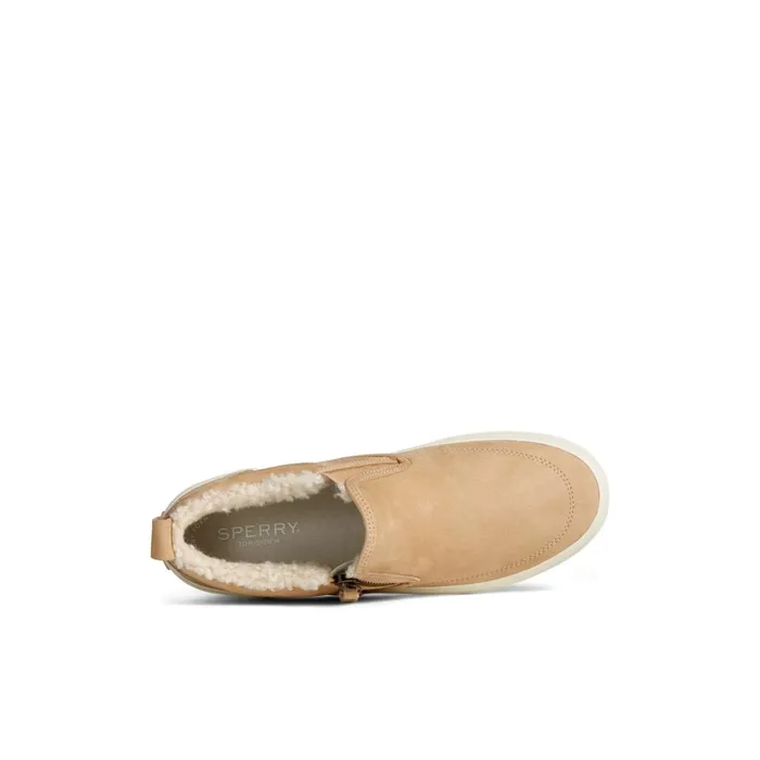 Sperry Crest Side Zip Cozy Sneaker Khaki Women Boots
