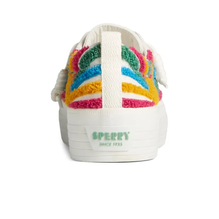 Sperry Crest Vibe Sun Platform Sneaker White Textile Woven Women Sneakers