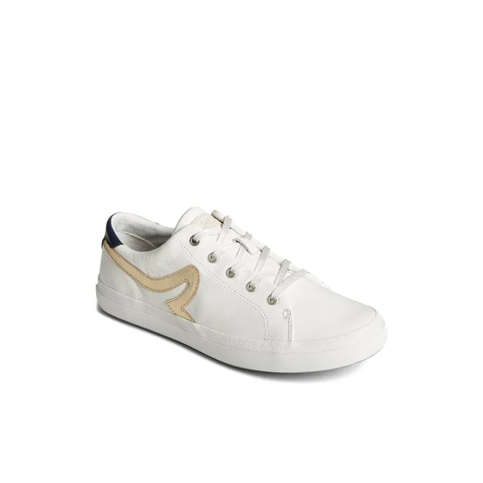 Sperry Sandy Leather Metallic Sneaker White Leather Smooth Women Sneakers