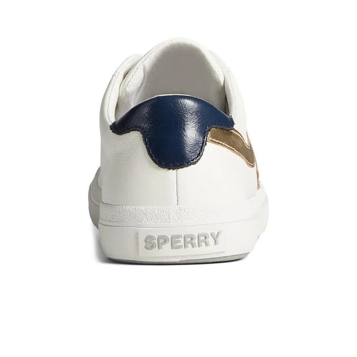 Sperry Sandy Leather Metallic Sneaker White Leather Smooth Women Sneakers