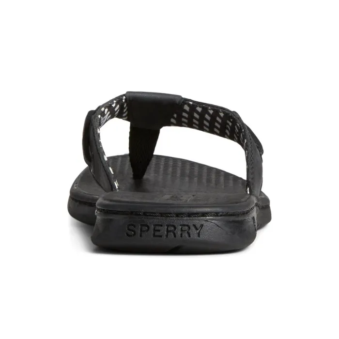 Sperry Seafish Leather Flip Flop Black Women Sandals