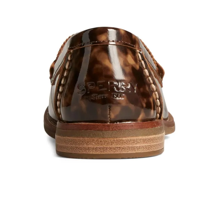 Sperry Seaport Penny Tortoise Leather Loafer Brown Women Oxfords and Loafers