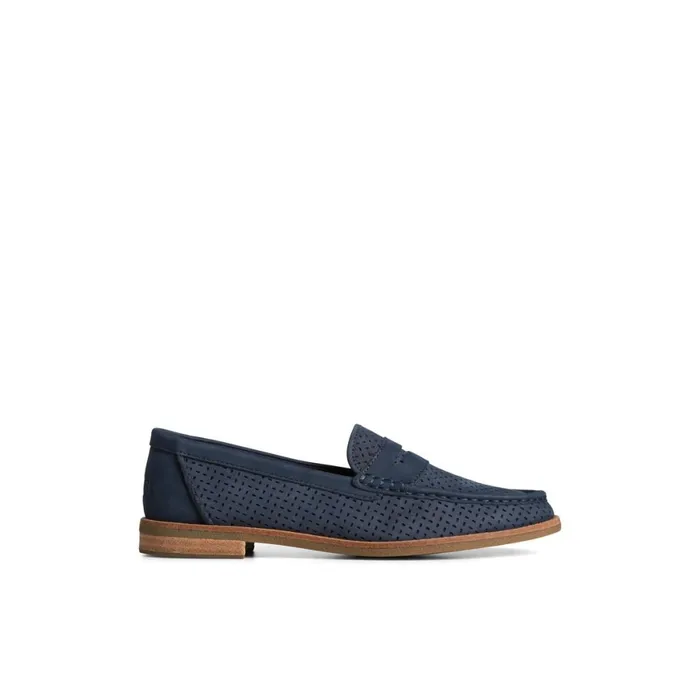 Sperry Seaport Perforated Penny Loafer Navy Women Oxfords and Loafers