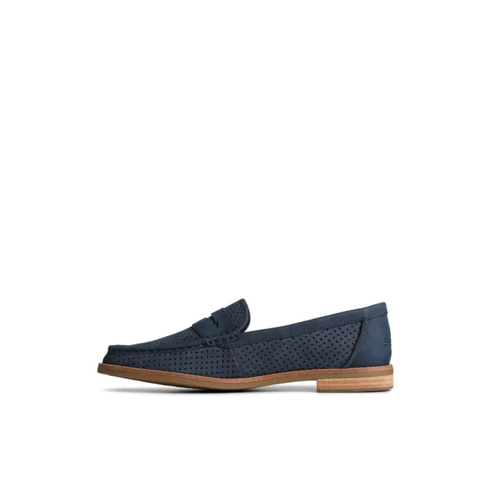 Sperry Seaport Perforated Penny Loafer Navy Women Oxfords and Loafers