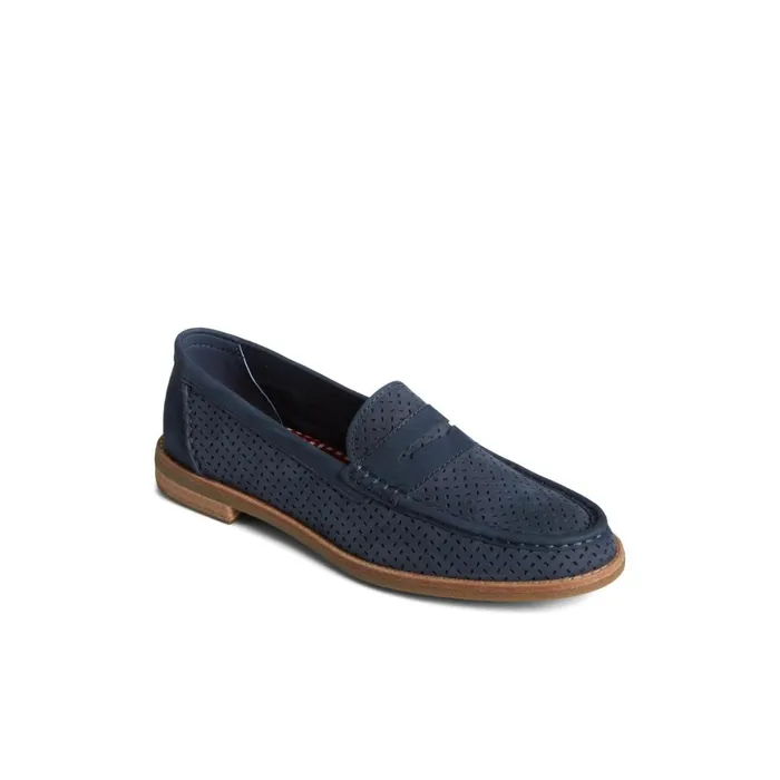 Sperry Seaport Perforated Penny Loafer Navy Women Oxfords and Loafers