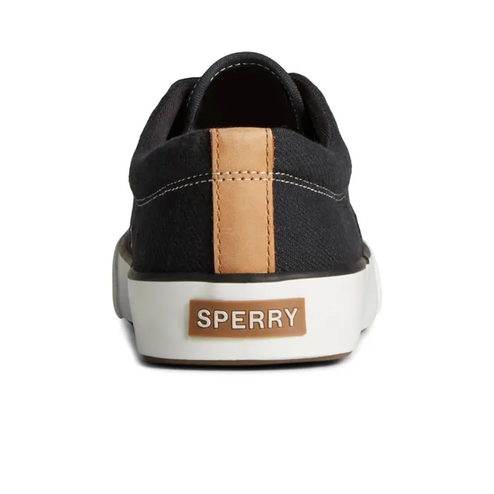 Sperry Striper II Slub Linen Sneaker Black Men Sneakers
