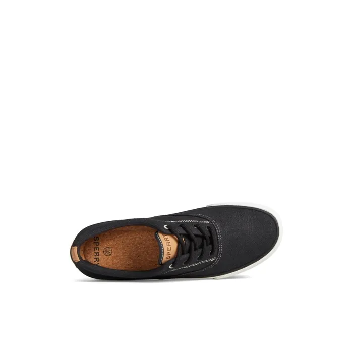 Sperry Striper II Slub Linen Sneaker Black Men Sneakers