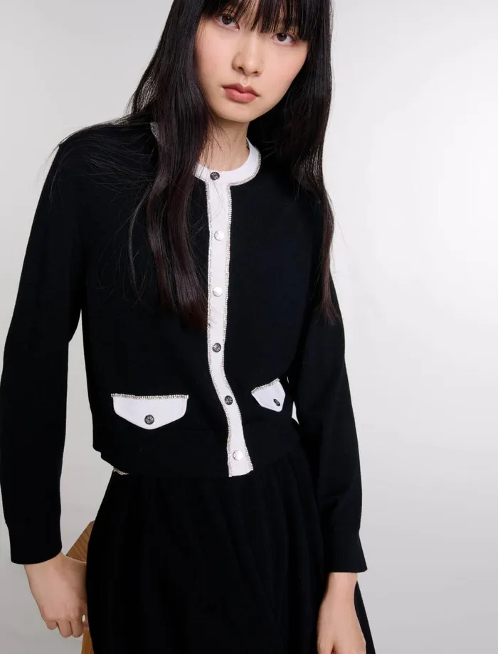 Sweaters and Cardigans Women Maje Rhinestone Cardigan Black