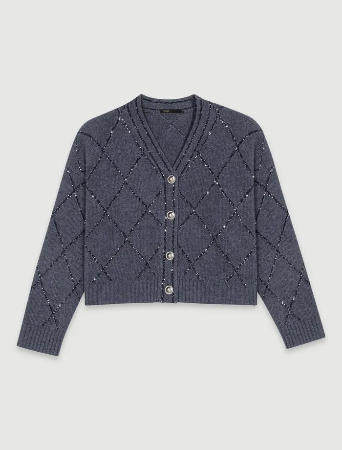 Sweaters and Cardigans Women Maje Sequin Knit Cardigan Anthracite