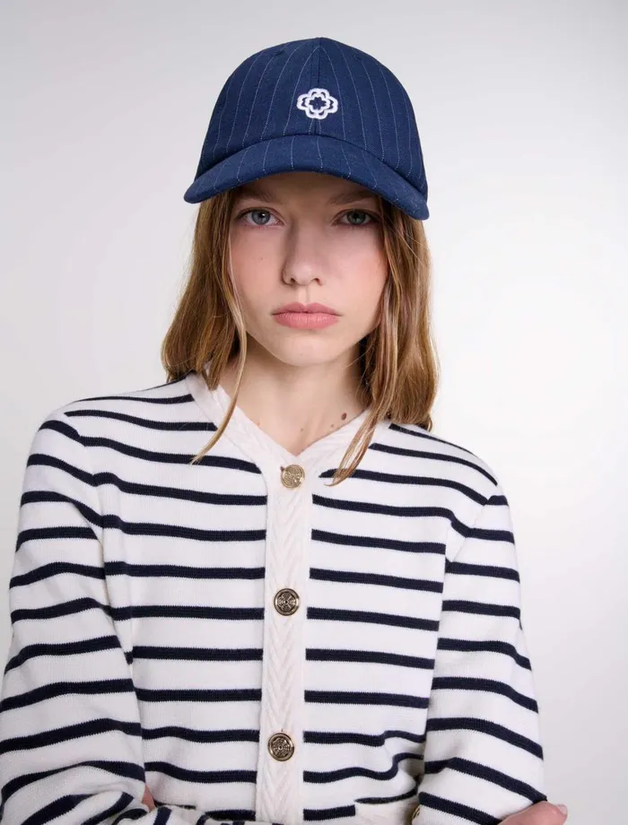 Sweaters and Cardigans Women Maje Striped Knit Cardigan Navy Ecru