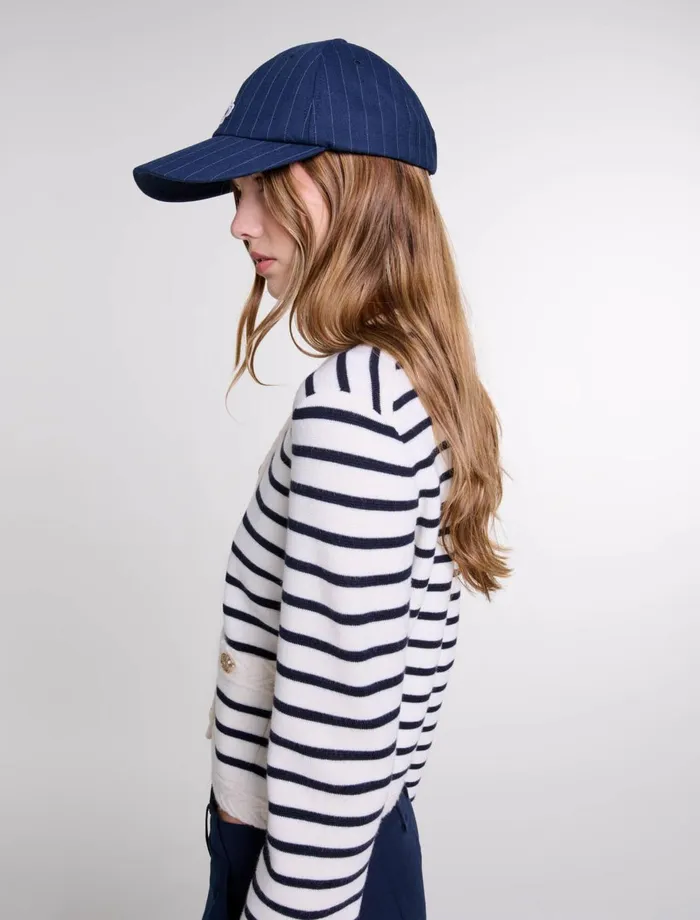 Sweaters and Cardigans Women Maje Striped Knit Cardigan Navy Ecru