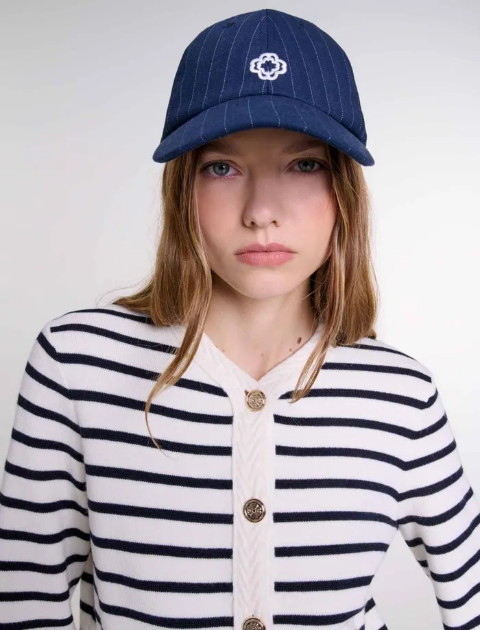 Sweaters and Cardigans Women Maje Striped Knit Cardigan Navy Ecru