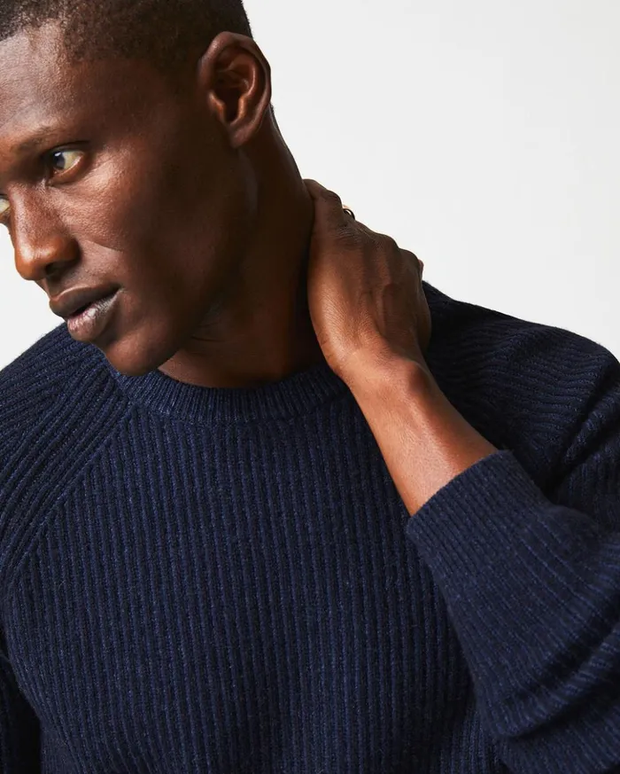 Sweaters and Sweatshirts Men Billy Reid Fisherman Rib Crew Navy