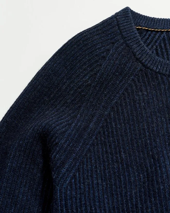 Sweaters and Sweatshirts Men Billy Reid Fisherman Rib Crew Navy