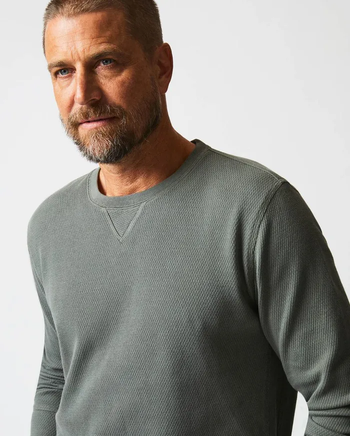 Sweaters and Sweatshirts Men Billy Reid Thermal Ls Crew Washed Grey