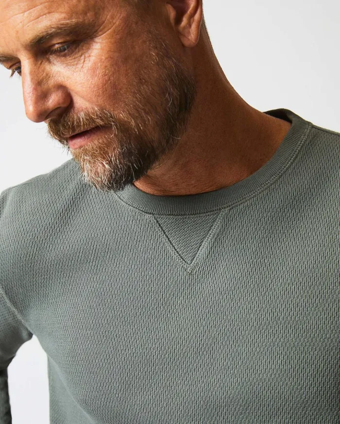 Sweaters and Sweatshirts Men Billy Reid Thermal Ls Crew Washed Grey