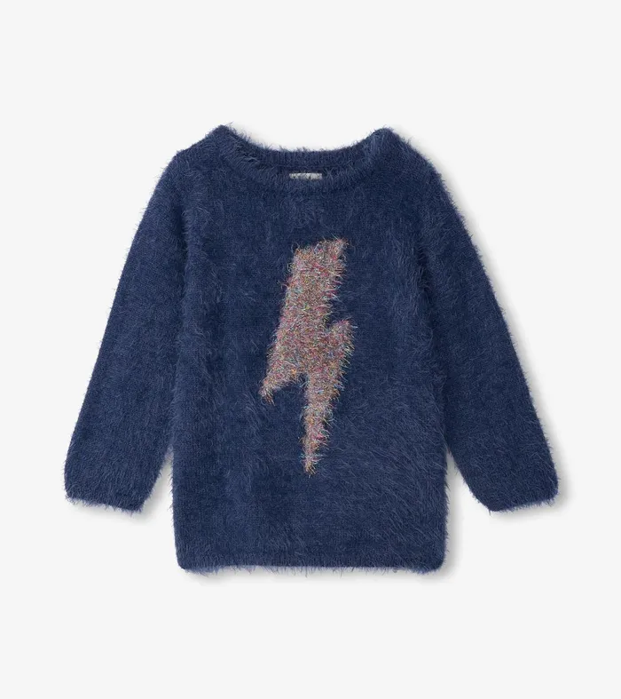 Sweaters Girls Hatley Girls Metallic Lightning Furry Sweater