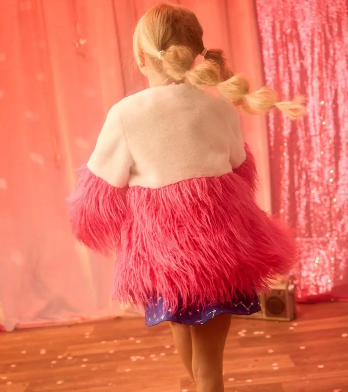 Sweaters Girls Hatley Girls Sheer Pink Faux Fur Jacket