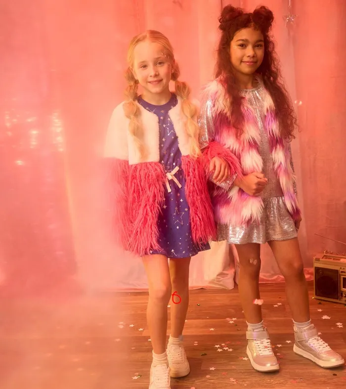 Sweaters Girls Hatley Girls Sheer Pink Faux Fur Jacket