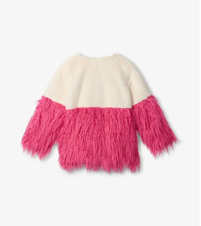 Sweaters Girls Hatley Girls Sheer Pink Faux Fur Jacket