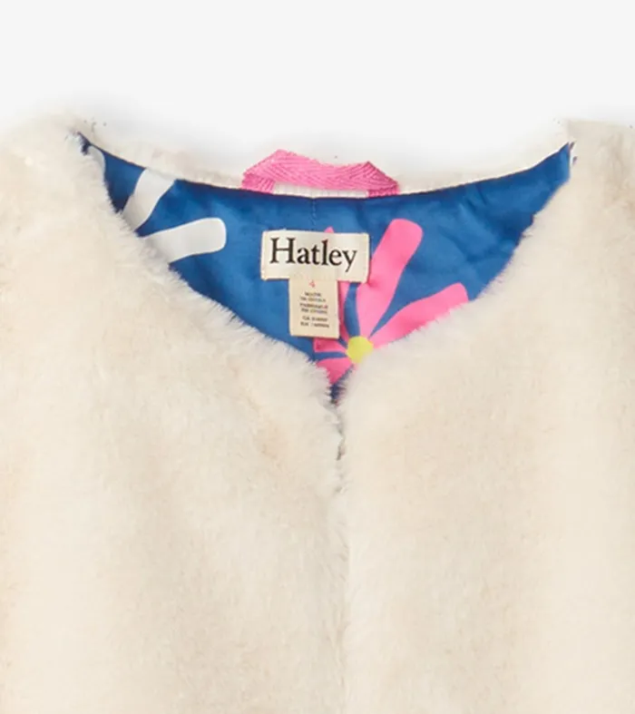 Sweaters Girls Hatley Girls Sheer Pink Faux Fur Jacket